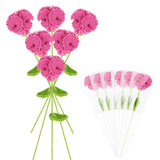 6-Pack Crochet Flowers, Knitted Artificial Wool Carnation [Rose Red] Carnation