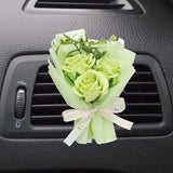 Light Green Rose Dried Flower Bouquet, Car Vent Clip Scent Diffuser, Style 5 Dried Flower