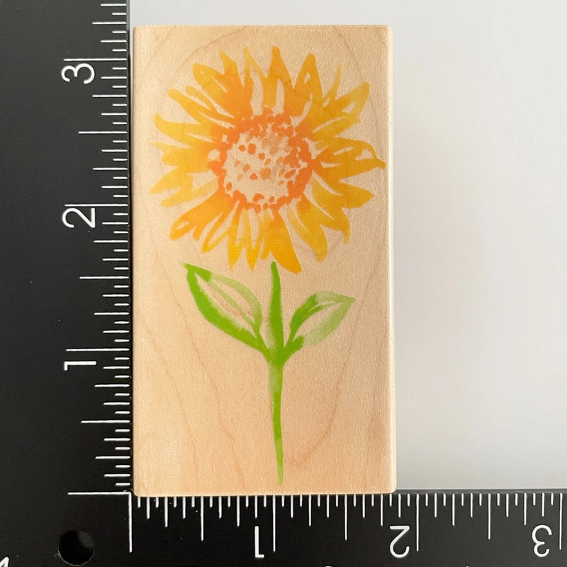 Hero Arts Watercolor Sunflower Flower F3856 Wood Mounted Rubber Stamp Sunflower