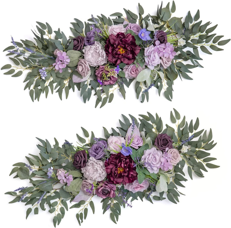 Lavender Eucalyptus & Rose Garland Set for Wedding & Home Decor - 2 PCS Hydrangea