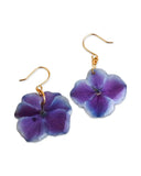 Blue Purple Hydrangea Earrings, Real Flower Jewelry Hydrangea