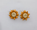 Vintage West Germany Enamel Flower Clip Ons Orange Polka Dot Sunflower LT96 Sunflower