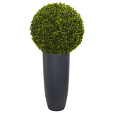 Boxwood Artificial Topiary Plant In Gray Cylinder Planter 30Ó Home Decoration Green Plant