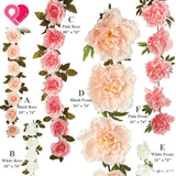Jumbo Silk Rose Peony Garland Flower Stand Artificial Giant Leaf Vine Big Large Peony