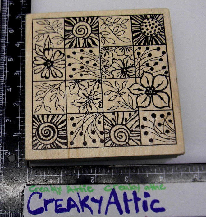 SQUARES SPRING FLOWERS SUNFLOWER DAISY PISTIL RUBBER STAMP MAGENTA 30013P Sunflower