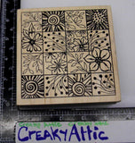 SQUARES SPRING FLOWERS SUNFLOWER DAISY PISTIL RUBBER STAMP MAGENTA 30013P Sunflower