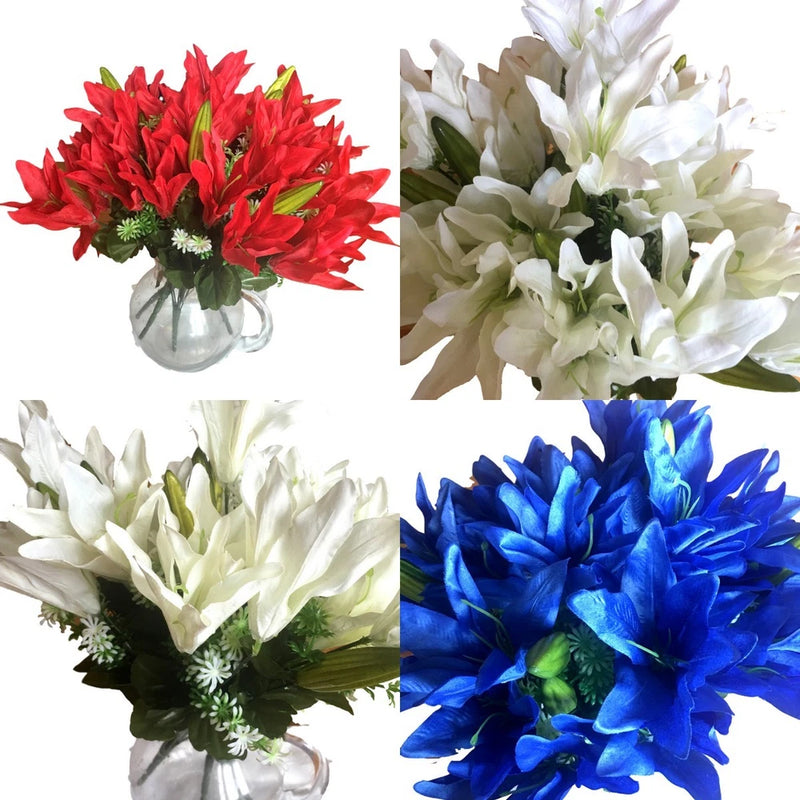 5x 7 Heads Artificial Flower Lily Bunch Wedding Bouquet Home Party Garden Decor Lily