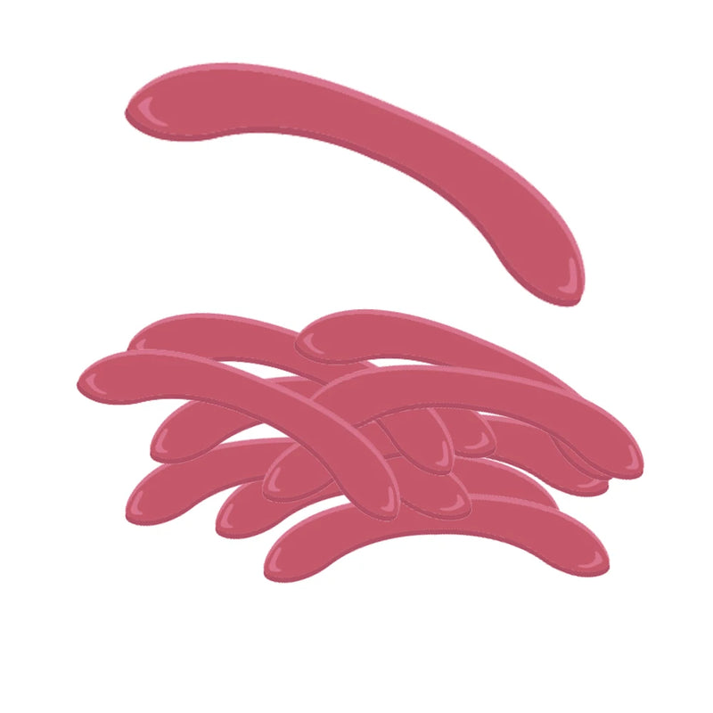 Pink moldable gum rose pieces with curved petal shapes