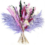 Purple Dried Flower Bouquet Ð 17Ó Boho Style Natural Pampas Grass & Pampas Grass