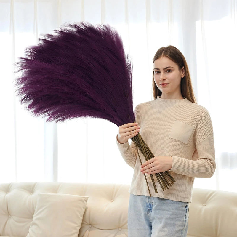 10 Pcs 39''/3.2FT Faux Pampas Grass Decor, Large Tall Fluffy Artificial Fake ... Pampas Grass