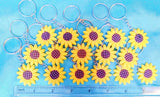 Set of 16 - SUNFLOWER Flower Rubber Keychains Lot Sunflower