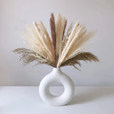 White Ceramic Vases for Pampas Grass,Water Drop Design Doughnut vase Modern Home Pampas Grass
