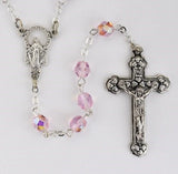 Pink Rose Colored Rosary October Birthstone Roses