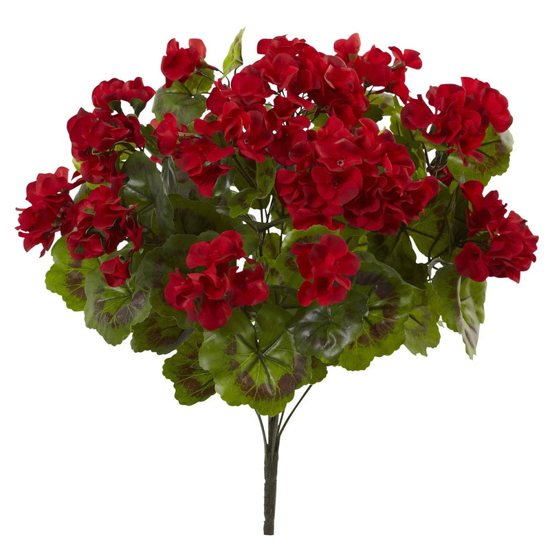 Nearly Natural Geranium Artificial Bush, UV Resistant, Set of 3 (Indoor/Outdoor) Green Plant