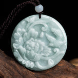 Retro Peony Flower Pendant Jade Necklace Pendant Jewelry Hanfu Accessory Craft Peony