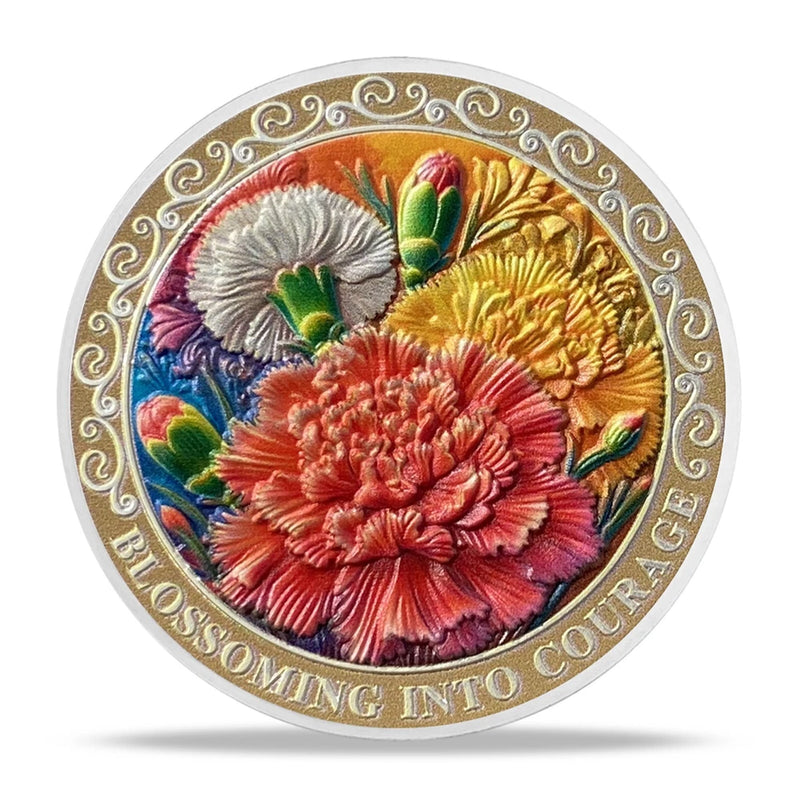 Unique Sobriety Coin Carnation Flowers Themed AA Chips Medallion Sobriety Gifts Carnation
