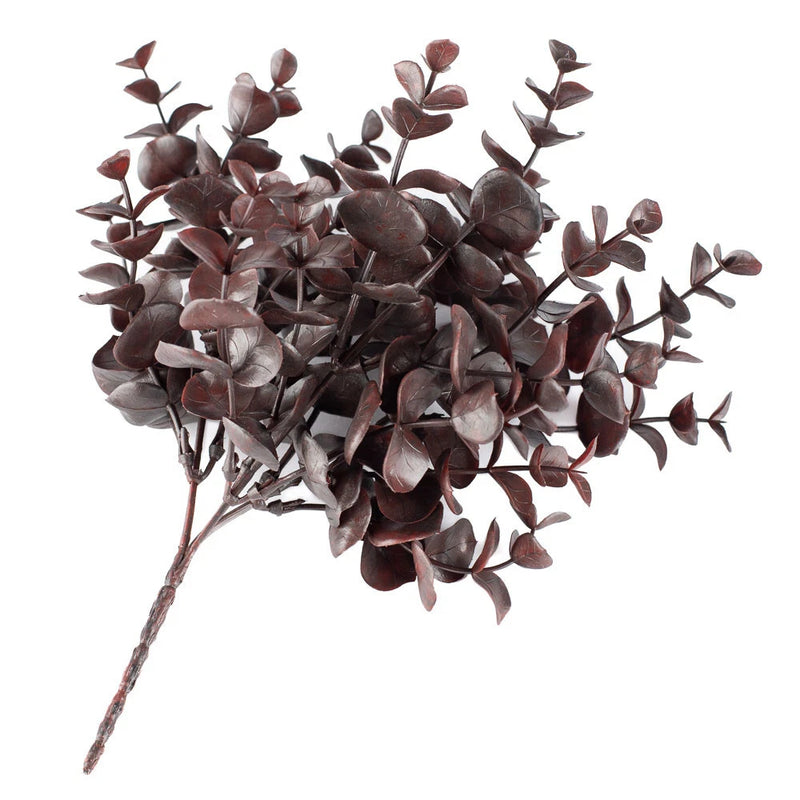 Set of 4 Brown Green Vinyl Artificial Eucalyptus 9-1/2" Picks Green Plant