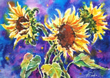 Original Watercolor Sunflowers Painting - Floral Wall Art, 11x15 in Sunflower