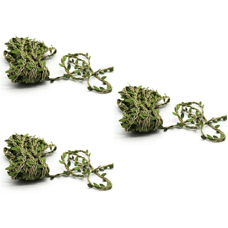 3 Pieces Fake Foliage Simulation Rattan Decor Artificial Green Leaves Green Plant