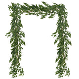 2-Pack Artificial Willow Vine Twigs with 54 Leaves 5.7Feet [Dark Green} Green Plant