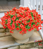 Artificial Flowers for Outdoors Fake Plants Spring Summer Decor, 12 Orange Flowering Plants