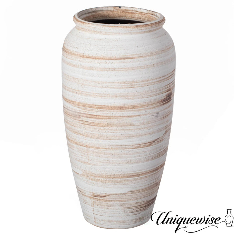 Uniquewise Ceramic Stripe Vase Vintage Boho Decorative Piece for Pampas Grass Pampas Grass