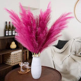 Premium Pampas Grass Ð Fuchsia 43.3_ 8pcs Tall 8pcs 43.3"(110cm) Faux Hot Pink Pampas Grass