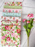 SERENE GARDEN Mary Jane Carey Shabby Chic Henry Glass Fabrics 7 fat quarters Flowering Plants