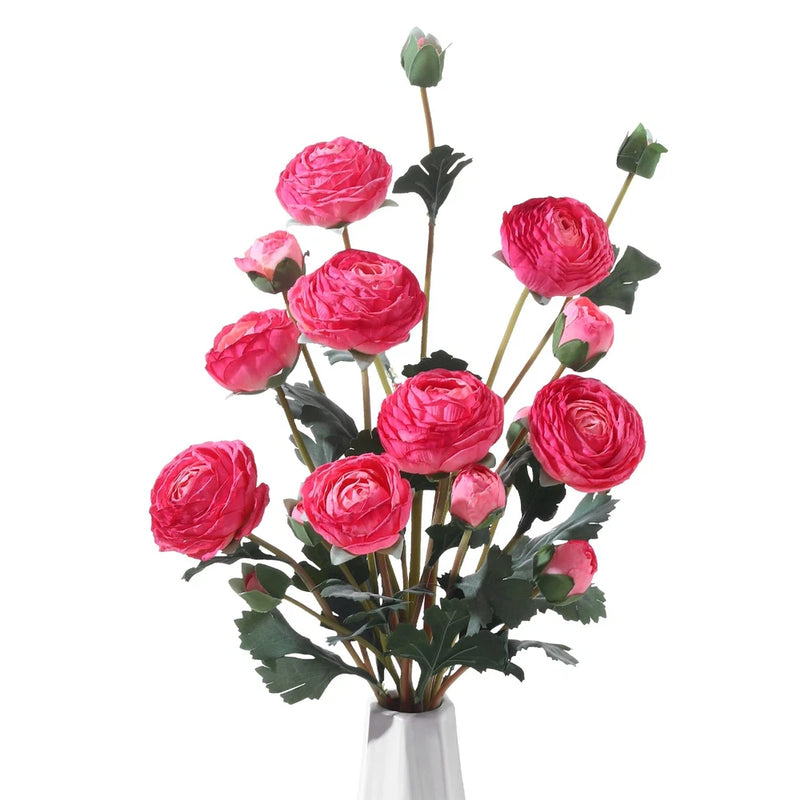 6Pcs Realistic Silk Pink Ranunculus Artificial Flowers Long Stems, 23.6" Tall... Ranunculus