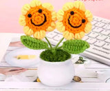 Set of 6 x Knitting Crochet Flowers Cute Sunflower Potted Flower,Gift for teache Sunflower