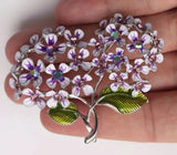 Pretty Purple AB Rhinestone Hydrangea Heart Brooch Enamel Valentine's Day Pin... Hydrangea