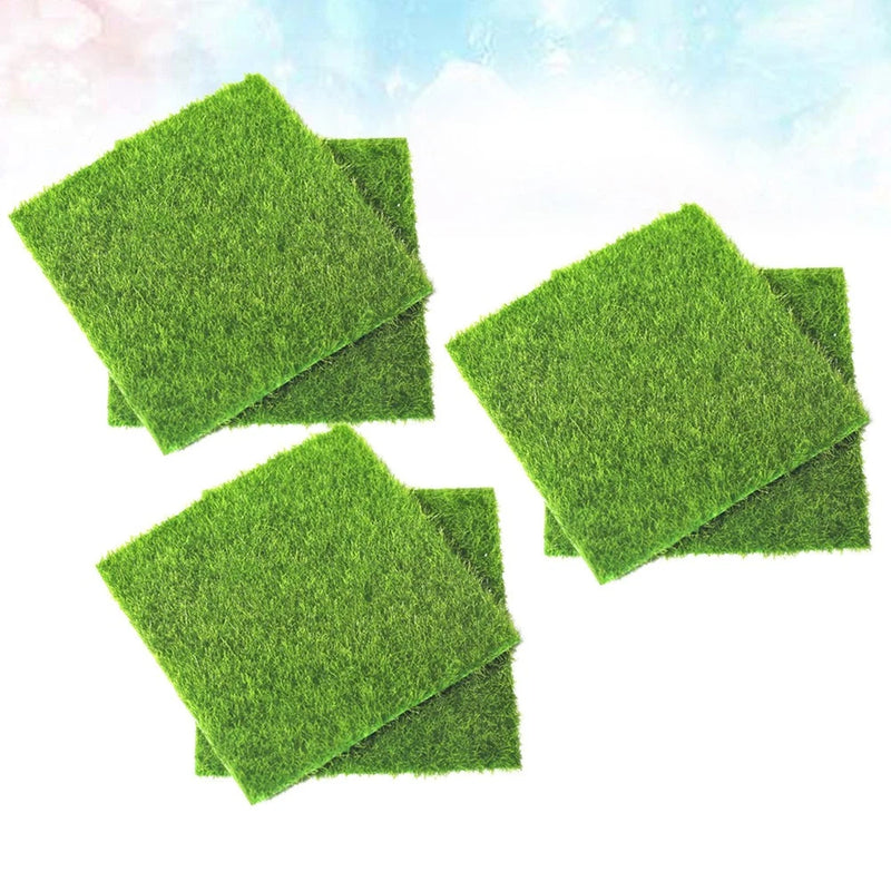 6 Pcs Garden Ornaments Artificial Green Landscape Simulated Moss Green Plant