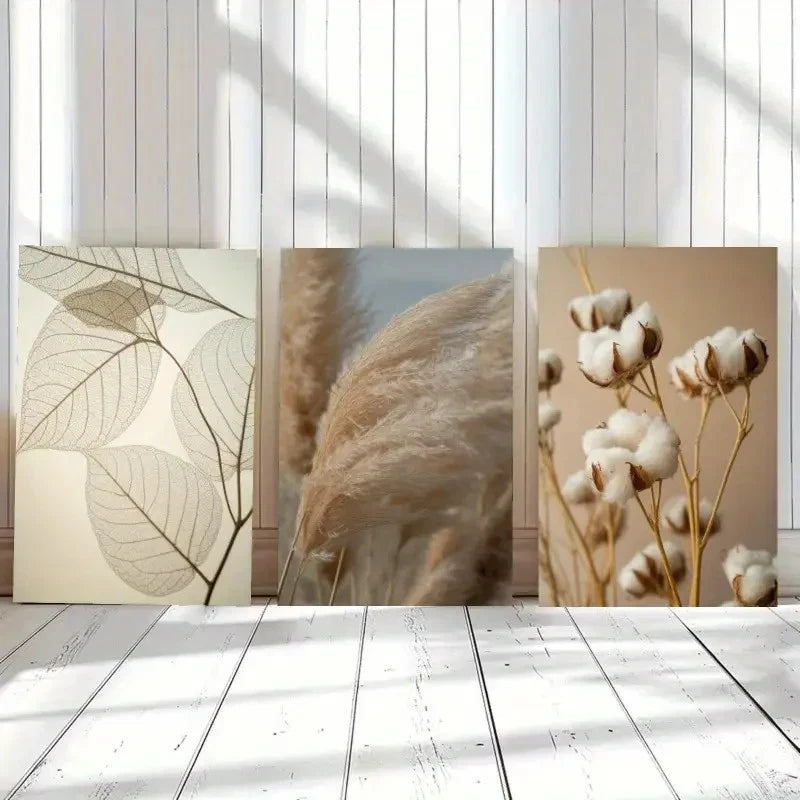 3pcs Dandelion, Pampas Grass, Reed Leaves Wall Art Canvas  Unframed/Framed Pampas Grass