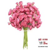 Ranunculus Artificial Flowers 18 Pcs Faux Silk Mini Ranunculus Bulk Fuchsia Ranunculus