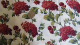 SUMMERY Vintage DARK PINK HYDRANGEA FLOWERS On WHITE 2000's COTTON Fabric - 2 yd Hydrangea