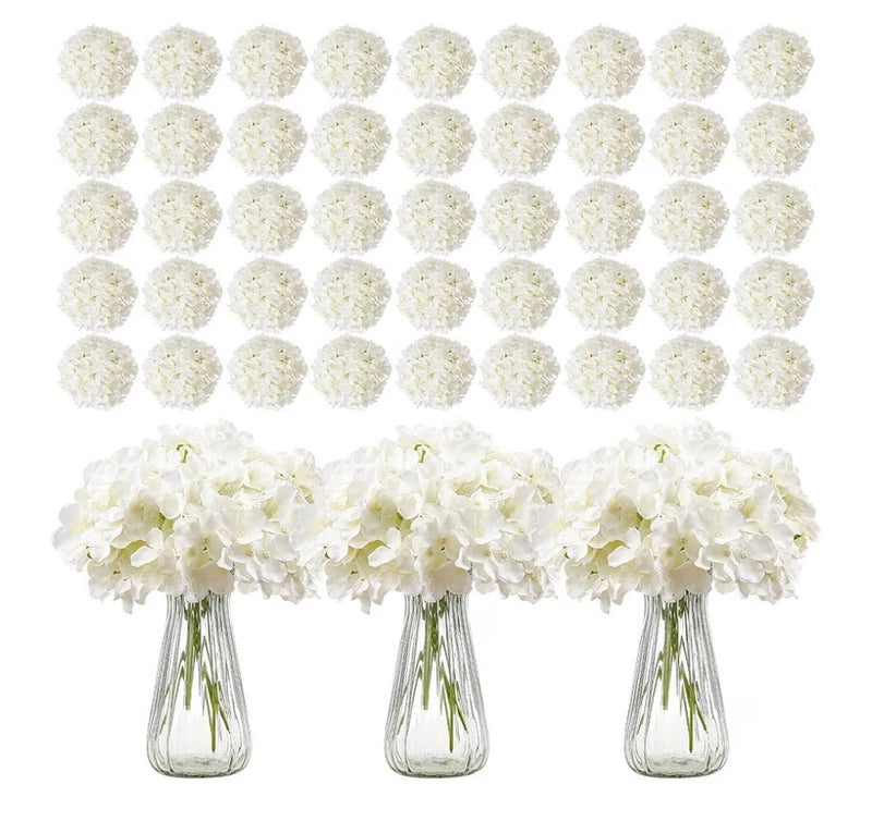 VEVOR Artificial Flowers 305 pcs Real Looking White Silk Fake Hydrangea w/Stems Hydrangea