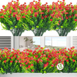 Moulyan 12 Bundles Artificial Fake Flowers, Faux Outdoor Plastic Plants UV Green Plant