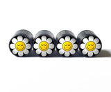 Daisy Flower Happy Face Tire Valve Caps - Set of Four - Fits on all Vehicles Daisies