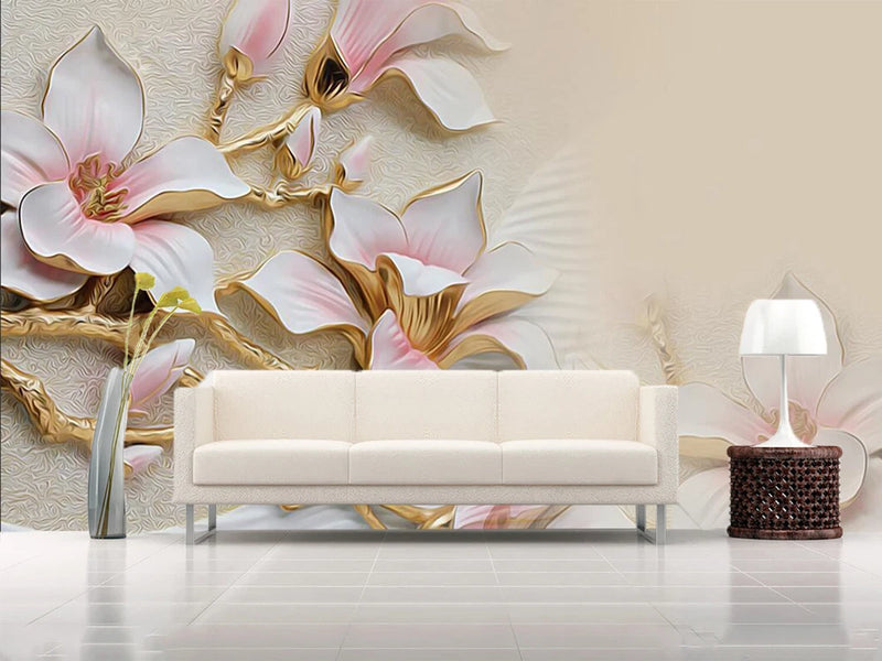 3D Pink Lily Flower ZHUA3560 Wallpaper Wall Murals Removable Self-adhesive Amy Lily