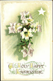 Easter postcard ~ BB beautiful design flowers cross star lilies Eastertide~c1910 Lily