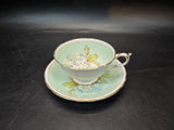 Paragon Green  Blue Hydrangea Floral Cup & Saucer Double warrant A1625 Hydrangea