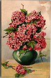 Vintage Pink Hydrangea Flower Bouquet Postcard Hydrangea