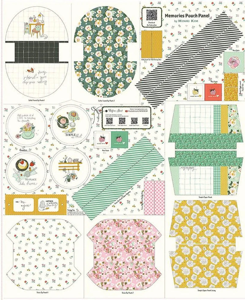 35" X 44" Panel Pouch Panels by Minki Kim Stripes Cotton Fabric Panel D565.79 Flowering Plants