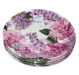 Set 4 Shabby Chic Salad Plates Pink Purple Hydrangea MELAMINE Floral Summer NEW Hydrangea