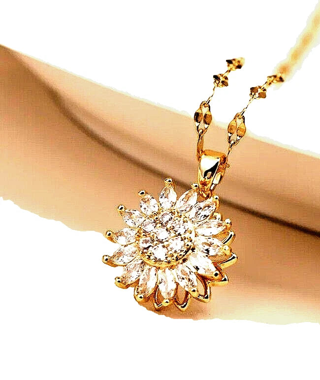 Double-layer sunflower necklaces for women chain. Sunflower
