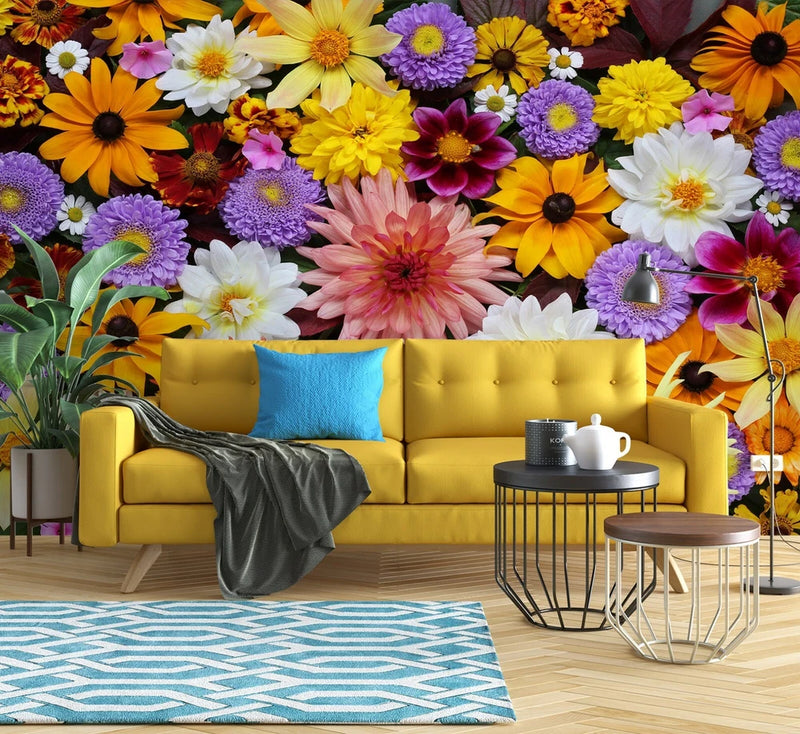 3D Sunflower Flower ZHUA580 Wallpaper Wall Murals Removable Self-adhesive Zoe Sunflower