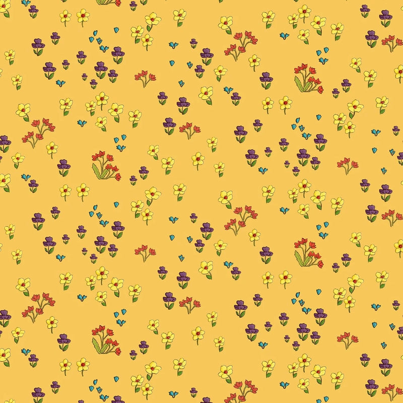 1/2 Yard Fabric - Itsy Bitsy Bloom Yellow by Belle & Boo for Michael Miller Flowering Plants