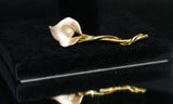 Vintage Faux Pearl Center Calla Lily Flower Pin Brooch Lily