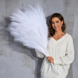 Faux Pampas Grass Tall, 9 PCS 43''/ 110 cm Large Fluffy White Pampas Grass, Fake Pampas Grass