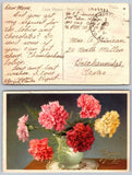 Carnation Flower Bouquet Vase Postcard Carnation